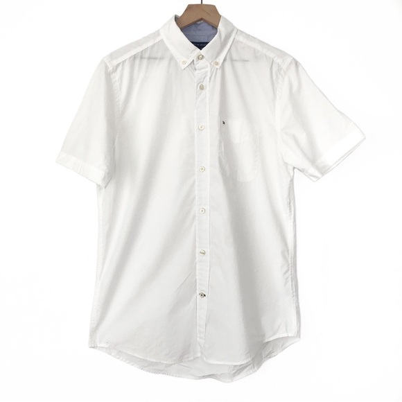 TOMMY HILFIGER Maxwell Short Sleeve White Button Down Shirt S - Picture 1 of 9